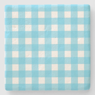 Helles Himmelblau Gingham Steinuntersetzer