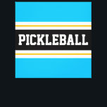 Helles Himmelblau-schwarz-gelbe PICKLEBALL Streife Leinwanddruck<br><div class="desc">Dieses lustige,  sportliche Design verfügt über einen fett gedruckten PICKLEBALL-Text in einem hervorgehobenen,  breiten schwarzen Streifen in der Mitte,  der mit goldgelben und weißen Rennstreifen gegen leuchtend blaue Außenstreifen verbunden ist.</div>