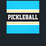 Helles Himmelblau-schwarz-gelbe PICKLEBALL Streife Leinwanddruck<br><div class="desc">Dieses lustige,  sportliche Design verfügt über einen fett gedruckten PICKLEBALL-Text in einem hervorgehobenen,  breiten schwarzen Streifen in der Mitte,  der mit goldgelben und weißen Rennstreifen gegen leuchtend blaue Außenstreifen verbunden ist.</div>