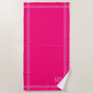 Helles Hot Pink mit rosa Streifen benutzerdefinier Strandtuch