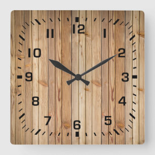 Helles Imitat-hölzerne Täfelung Quadratische Wanduhr