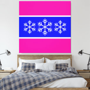 Helles königsblaues Rosa Winterstreifen Schneemust Leinwanddruck