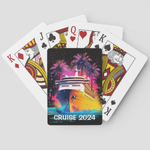 Helles Kreuzschiff mit Palmen, die Karten spielen Spielkarten