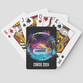 Helles Kreuzschiff mit Palmen, die Karten spielen Spielkarten