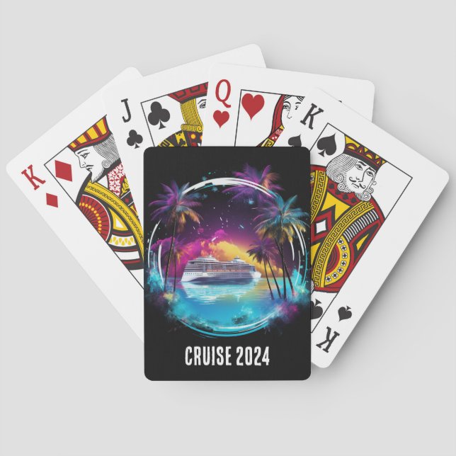 Helles Kreuzschiff mit Palmen, die Karten spielen Spielkarten (Rückseite)