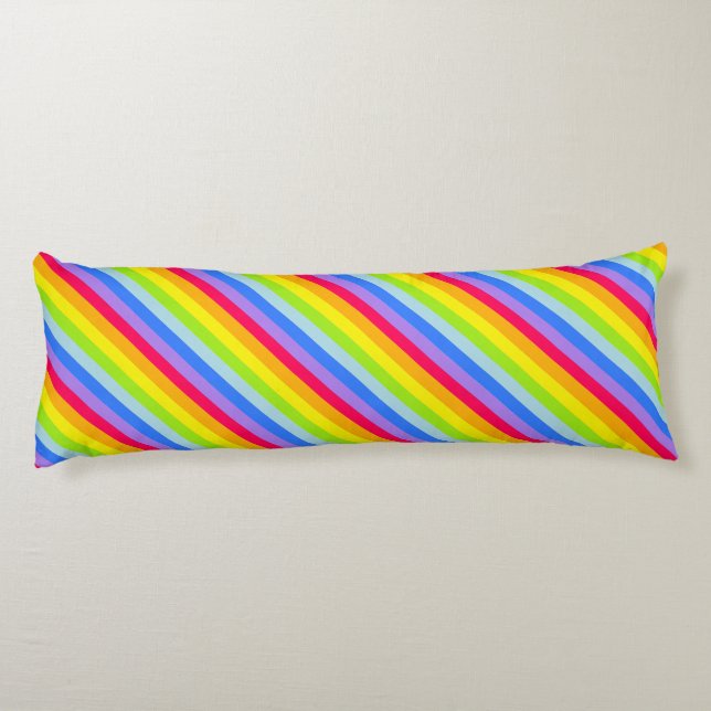 Helles langes Körperkissen des Regenbogenstreifens (Rückseite)