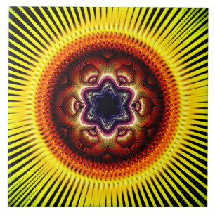 Helles leuchtendes psychedelisches Ornament Fliese