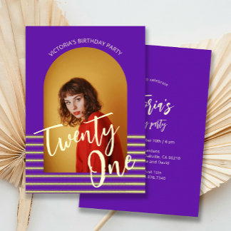 Helles Lila Arch Foto 21. Geburtstag Party Einladung