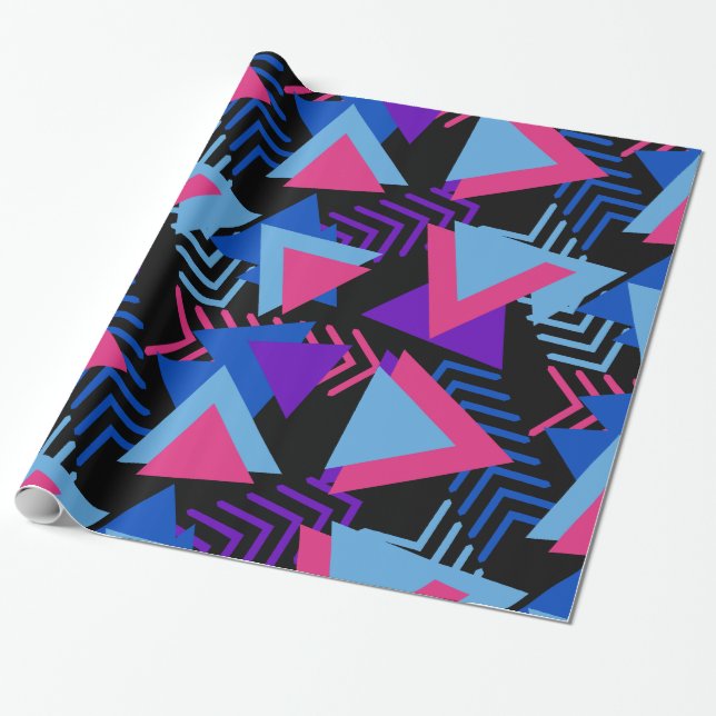 Helles lila, blaues, rosa Achtzigerjahre Geschenkpapier (Ungerollt)