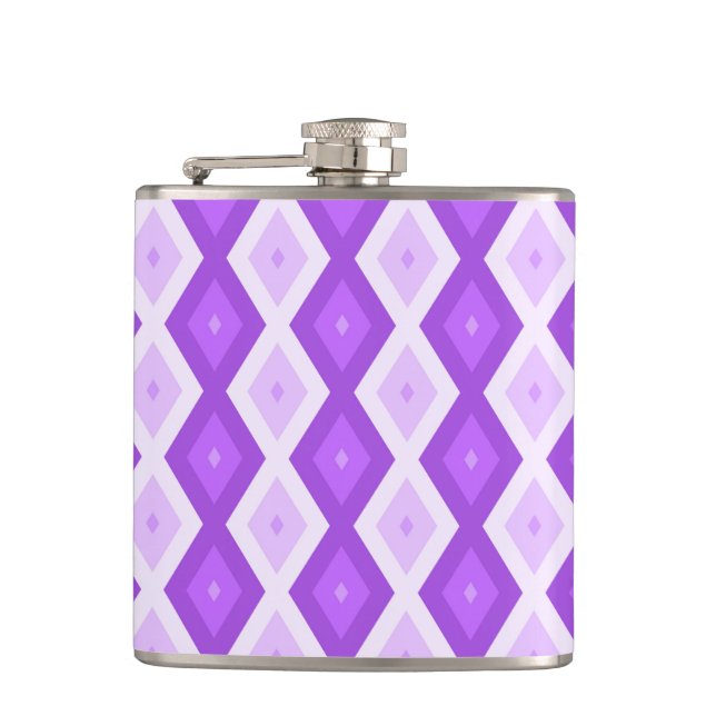 Helles lila Diamantmuster Flachmann (Vorderseite)
