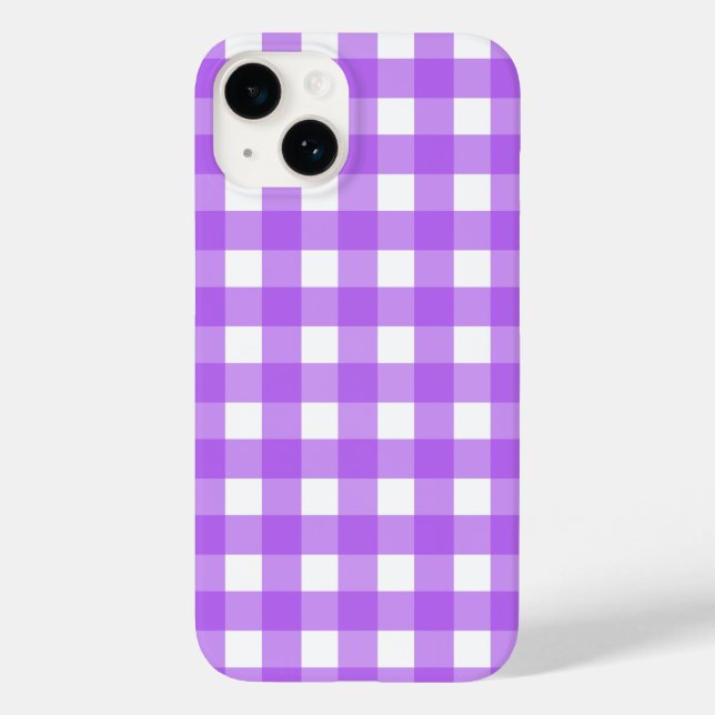 Helles lila Gingham Case-Mate iPhone 14 Hülle (Rückseite)