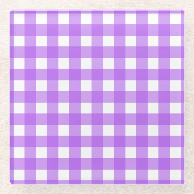 Helles lila Gingham Glasuntersetzer (Vorderseite)