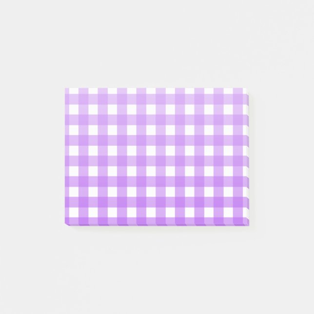 Helles lila Gingham Post-it Klebezettel (Vorderseite)