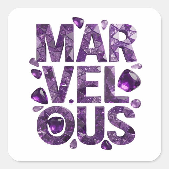 Helles Lila MARVELOUS Vinyl Stil Quadratischer Aufkleber (Vorderseite)