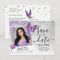 Helles Lila SchmetterlingsFoto Save the Date