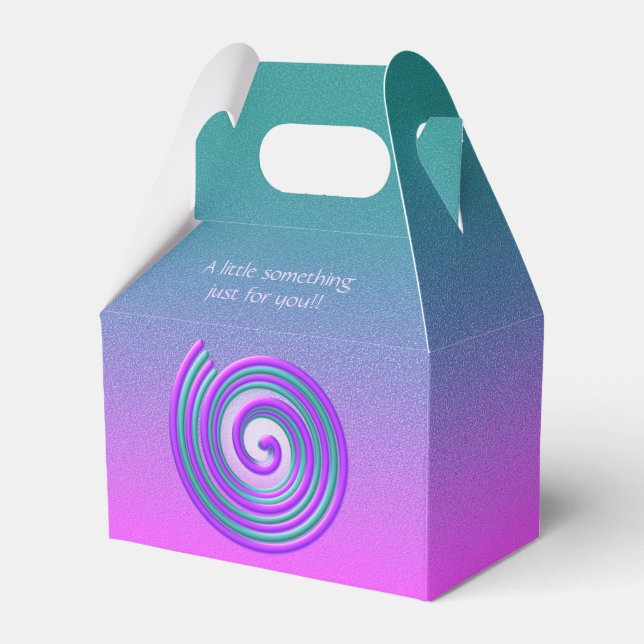 Helles Lila und Aquamarines Spiralmuster Geschenkschachtel (Vorderseite)