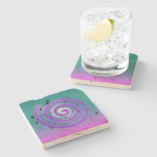 Helles Lila und Aquamarines Spiralmuster Steinuntersetzer