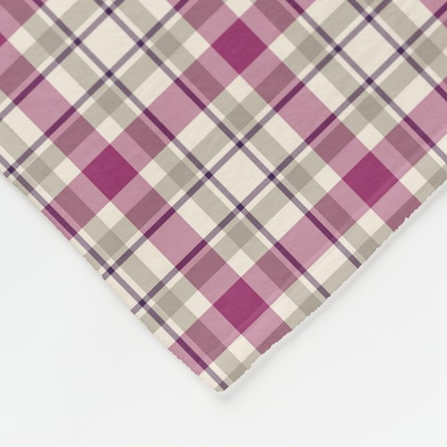 Helles Lila und grau Kariertes Muster Fleecedecke (Ecke)