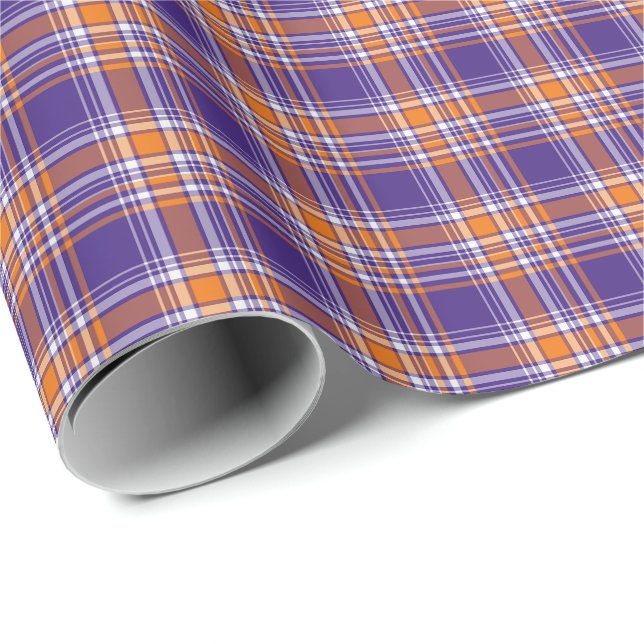 Helles lila und orange sportliches kariertes geschenkpapier (Rolleneckpunkt)