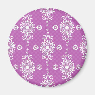 Helles Lila und weißes Blumenmuster Magnet