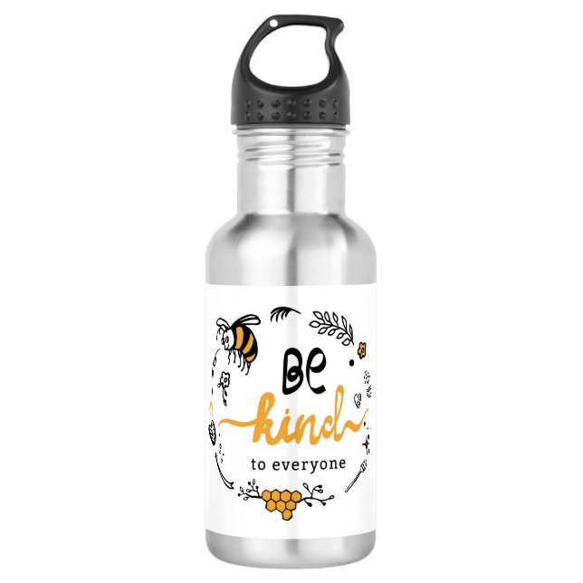 Helles Logo mit Bienenart Edelstahlflasche (Vorderseite)
