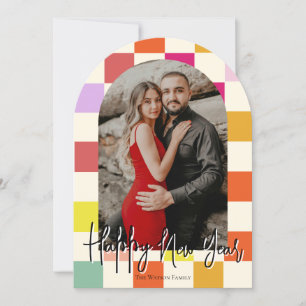 Helles modernes Groovy mehrfarbiges neues Jahr 202 Einladung