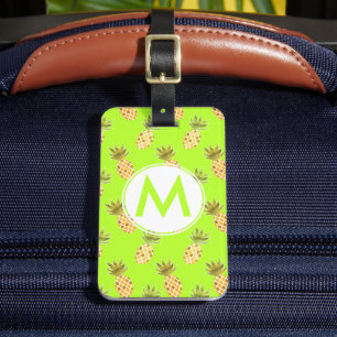 Helles Monogramm tropisches Ananas-Muster Gepäckanhänger