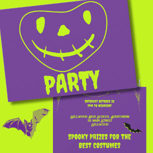 Helles Monster Face Imitats Neones Halloween-Party Einladung