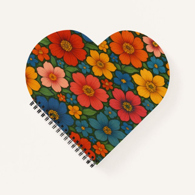 Helles Muster nahtloser Wildblume Notizbuch (Vorderseite)