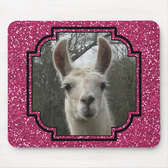 Helles n-Funkelnlama im Pink Mousepad (Vorne)
