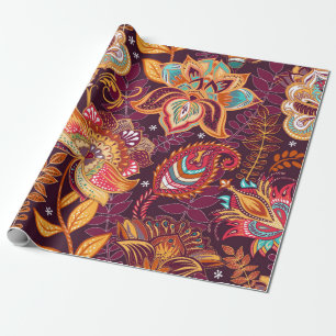 Helles, nahtloses Muster im Paisley-Stil. Bunt Geschenkpapier