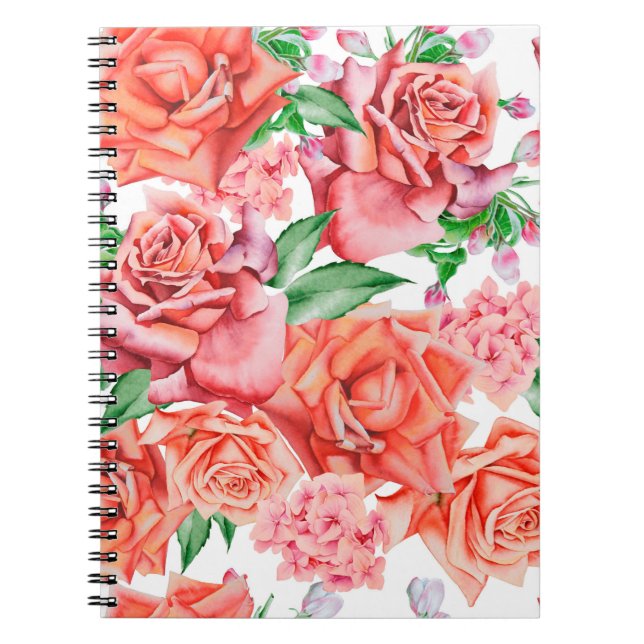 Helles, nahtloses Muster mit Blume. Rose. Wasser Notizblock (Vorderseite)