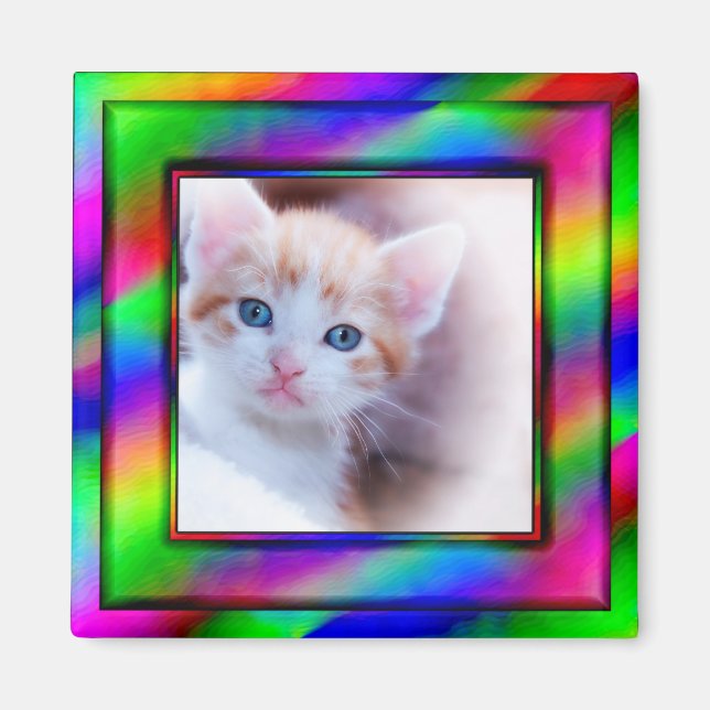 Helles Neon Rainbow Ombre Foto Frame Magnet (Vorne)