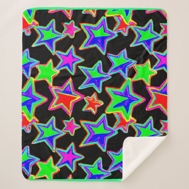 Helles Neon Starlight Muster Sherpadecke (Vorderseite)