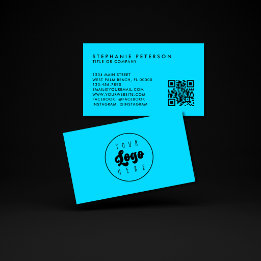 Helles Neonblau Benutzerdefiniertes Firmenlogo QR- Visitenkarte