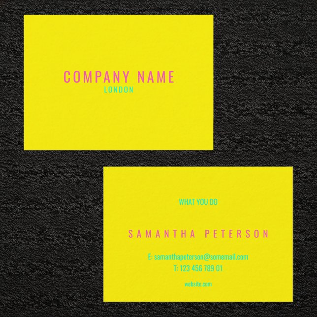 Helles Neongelb und rosa Visitenkarte (Bright neon yellow and pink business card.)