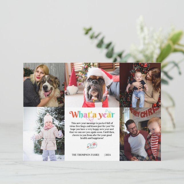 Helles Neues Jahr im Überblick 5 Foto Collage Grid Ankündigung (Stehend Vorderseite)