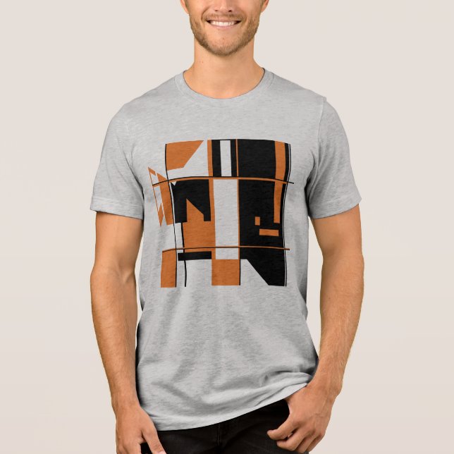 Helles Orange Black Abstrakt Art Gameboard Design Tri-Blend Shirt (Vorderseite)