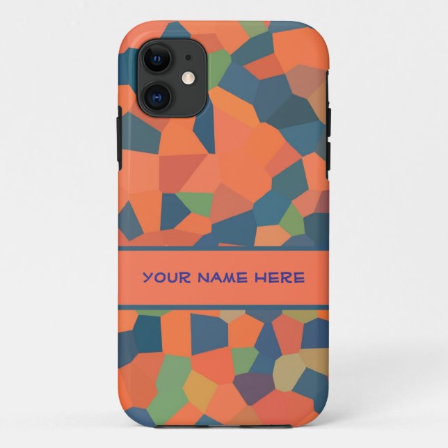 Helles Orange, dunkelblau, grünes Mosaikmuster Case-Mate iPhone Hülle (Rückseite)