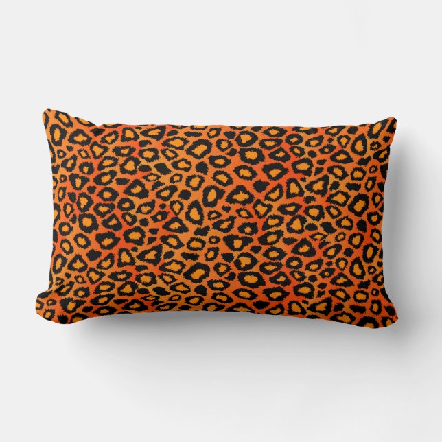 Helles Orange Leopard Tierdruckmuster Lendenkissen (Vorderseite)