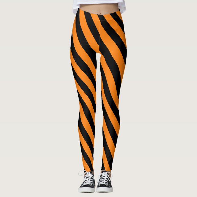 Helles Orange- und Schwarz-Halloween-Muster Leggings (Vorderseite)