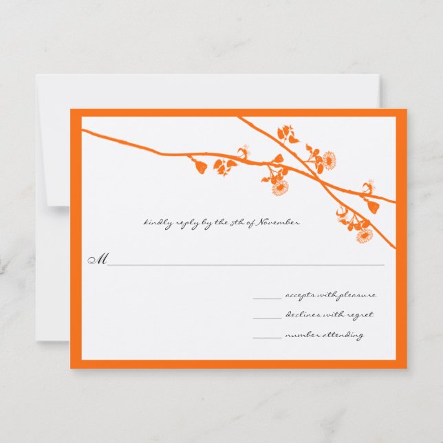 Helles Orange Wild Blume Branches Wedding RSVP Karte (Rückseite)