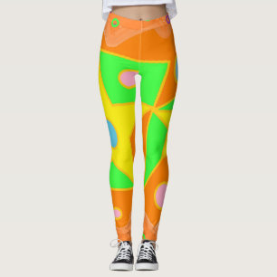 Helles orangefarbenes Grün und gelbes Design Leggings