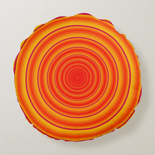 Helles orangefarbenes Runddesign Rundes Kissen (Rückseite)