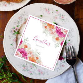 Helles orangefarbenes und rosafarbenes Blumenpapie Serviette