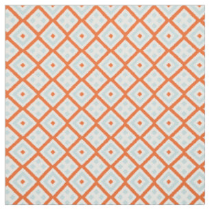 Helles Orangenmuster, hellgrau-grünes Blau-Quadra Stoff