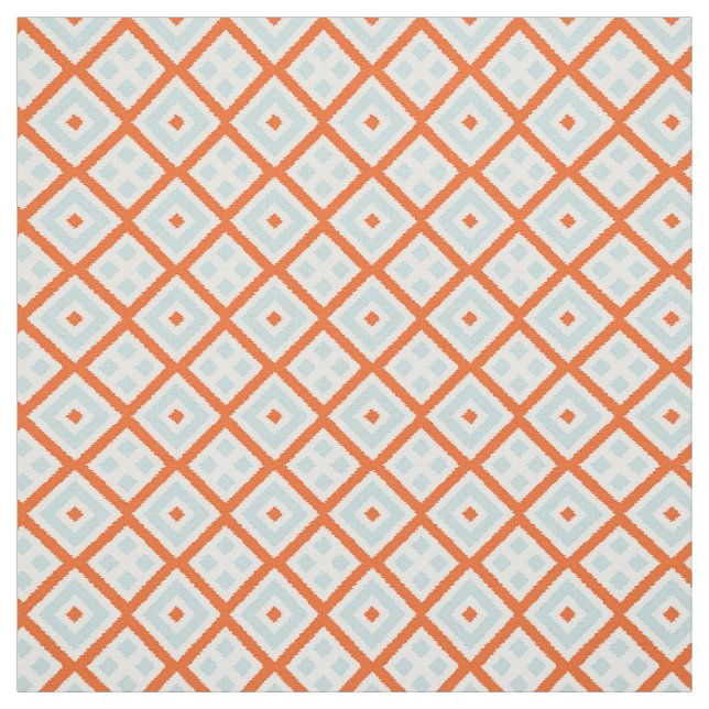 Helles Orangenmuster, hellgrau-grünes Blau-Quadrat Stoff (Muster)