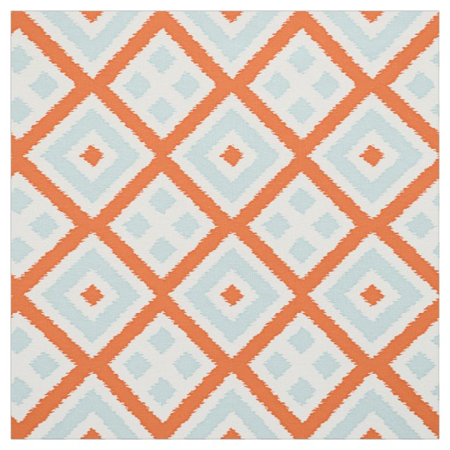 Helles Orangenmuster, hellgrau-grünes Blau-Quadrat Stoff (Muster)