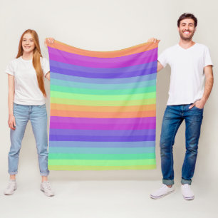 Helles Pastel Rainbow Stripe Fleece Blanket