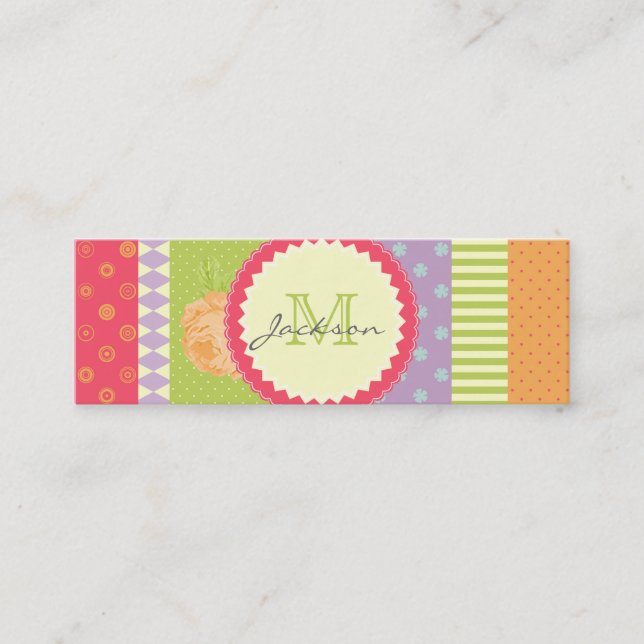Helles Patchwork-Ähnliches Multipatterned Mini Visitenkarte (Vorderseite)